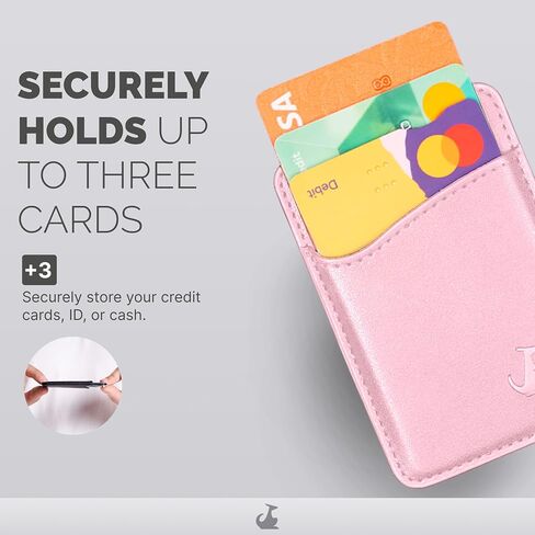 Premium Leather Phone Card Holder - Stick On Wallet for iPhone and Android Smartphones - Minimalist Style with Non-Slip Lining Secures Up to 3 Cards Kangaroo in Saudi Arabia