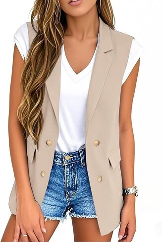 IDEALSANXUN Womens Double Breasted Vest Tops Sleeveless Blazer Spring Summer Suit Jackets in Saudi Arabia