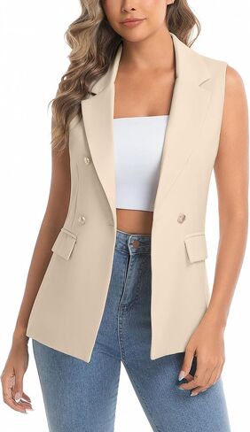 IDEALSANXUN Womens Double Breasted Vest Tops Sleeveless Blazer Spring Summer Suit Jackets in Saudi Arabia
