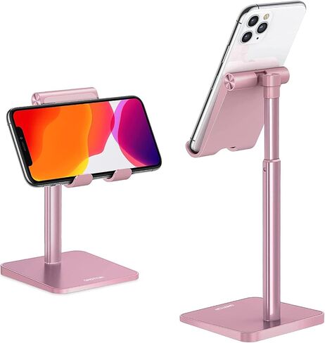 OMOTON CA02 Cell Phone Stand with Charging Hole for Desk Lightweight Silver | Fits iPhone 17/Samsung Galaxy 4-7" · Hands-Free Call · Gaming · Live Streaming · Compact Portable for Travel, Office, Home in Kuwait