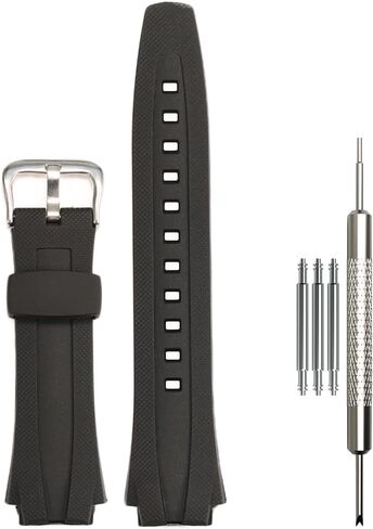 17mm Resin Strap Compatible with Casio EDIFICE series AQ-160 AQ-161w AQ-163w Watch Band Waterproof Black Rubber Replacement Bracelet in Kuwait