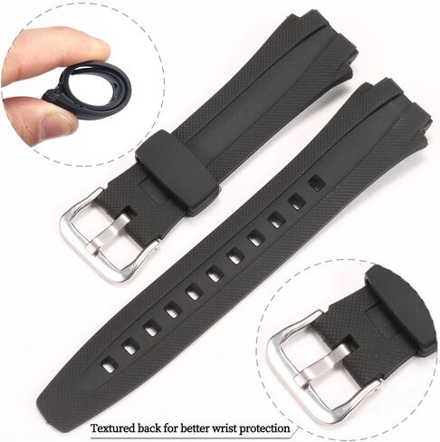 17mm Resin Strap Compatible with Casio EDIFICE series AQ-160 AQ-161w AQ-163w Watch Band Waterproof Black Rubber Replacement Bracelet in Kuwait