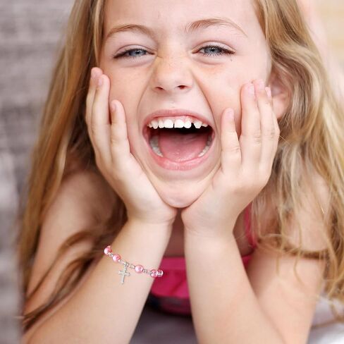 JoycuFF 𝐆𝐢𝐟𝐭 𝐟𝐨𝐫 Daughter Granddaughter Niece Pink Pearls Charm Bracelets 𝐄𝐚𝐬𝐭𝐞𝐫 Valentine's Day Birthday Back to School Christmas Gift in Saudi Arabia