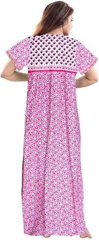 طبعت جايبوري للسيدات 100 ٪ من القطن الناعم الهندي بطول كامل الطول/نوم/ملابس نوم الحجم الحجم حزمة اللباس الليلي من 4 in Kuwait