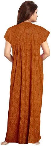 طبعت جايبوري للسيدات 100 ٪ من القطن الناعم الهندي بطول كامل الطول/نوم/ملابس نوم الحجم الحجم حزمة اللباس الليلي من 4 in Kuwait