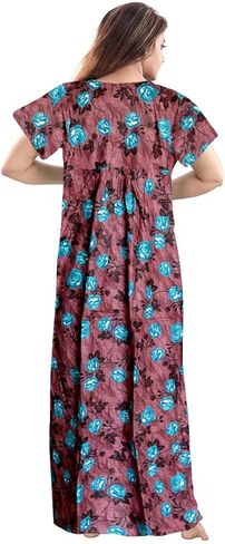 طبعت جايبوري للسيدات 100 ٪ من القطن الناعم الهندي بطول كامل الطول/نوم/ملابس نوم الحجم الحجم حزمة اللباس الليلي من 4 in Kuwait