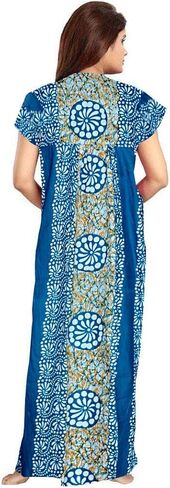 طبعت جايبوري للسيدات 100 ٪ من القطن الناعم الهندي بطول كامل الطول/نوم/ملابس نوم الحجم الحجم حزمة اللباس الليلي من 4 in Kuwait