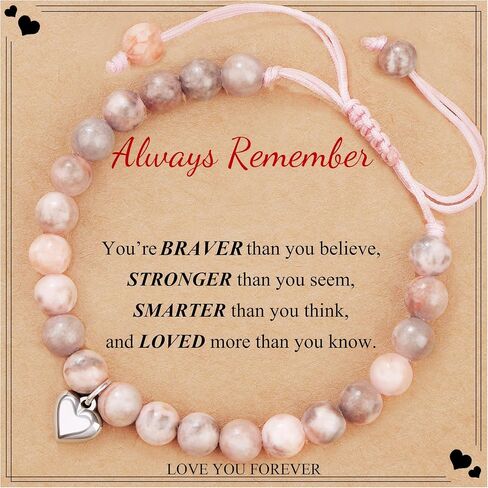 JoycuFF 𝐆𝐢𝐟𝐭 𝐟𝐨𝐫 Daughter Granddaughter Niece Pink Pearls Charm Bracelets 𝐄𝐚𝐬𝐭𝐞𝐫 Valentine's Day Birthday Back to School Christmas Gift in Saudi Arabia