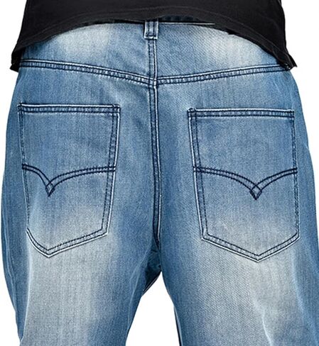 LUOBANIU Men's Fashion Baggy Jeans Straight Leg Denim Loose Fit Vintage Hip Hop Style Dance Skateboard Pants in Kuwait