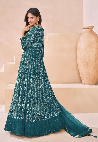 Heni Fashion جاهز لارتداء الحفلات الهندية/الباكستانية على الطراز الباكستاني ارتداء ملابس أناركالي ثوب أناركالي للنساء in Kuwait