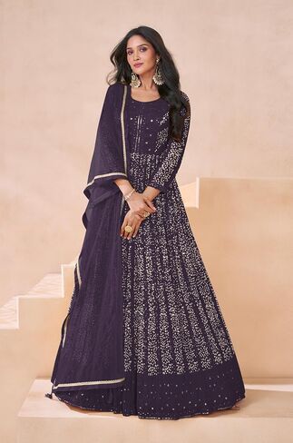 Heni Fashion جاهز لارتداء الحفلات الهندية/الباكستانية على الطراز الباكستاني ارتداء ملابس أناركالي ثوب أناركالي للنساء in Kuwait