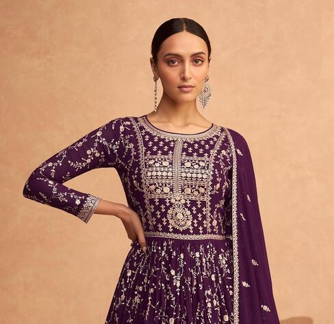 Heni Fashion جاهز لارتداء الحفلات الهندية/الباكستانية على الطراز الباكستاني ارتداء ملابس أناركالي ثوب أناركالي للنساء in Kuwait