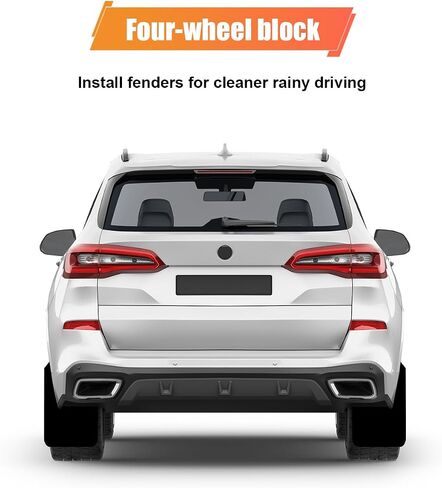 4PCS Universal Car Mud Flaps, Bendable Splash Guards with Fastener Rivet Clips, Flexible Truck Front & Rear Mudguard, Car Exterior Dirty Fenders Accessories for Pickup, SUV (Black) in Saudi Arabia