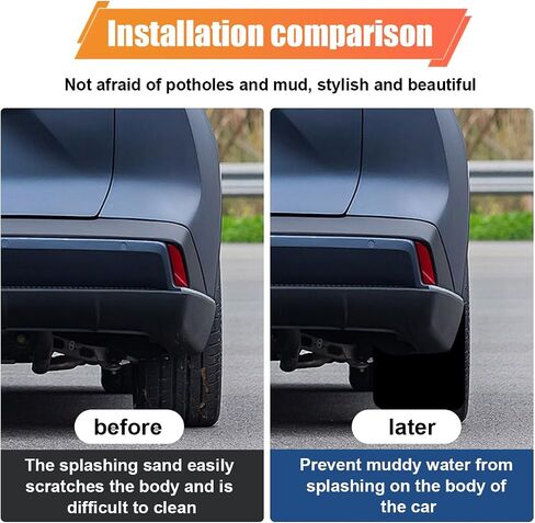 4PCS Universal Car Mud Flaps, Bendable Splash Guards with Fastener Rivet Clips, Flexible Truck Front & Rear Mudguard, Car Exterior Dirty Fenders Accessories for Pickup, SUV (Black) in Saudi Arabia