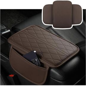 Leather Center Console Cover,Stylish Arm Rest Cover with 2 Storage Bags for Car Holds Keys,Cell Phone,Change,Universal Waterproof Car Armrest Cushion Car Accessories Interior (Black)