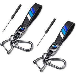 YOSRTER 2PCs Leather Keychain for Toyota Tacoma 4Runner Tundra TRD Camry Rav4 Aluminium alloy Key Chain with key Ring