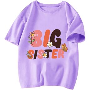 Big Sister Shirt Toddler Girls T-Shirt Promoted to Big Sister Clothes Outfit Announcement Tees Little Kids Top 2-7T