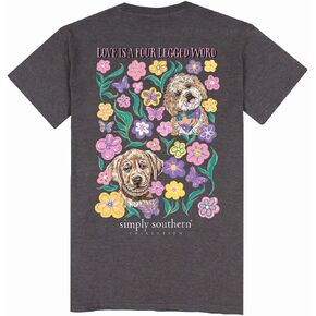 Simply Southern Love is a Four Legged Dog Youth Relaxed Fit Short Sleeve T-Shirt, Iron Heather