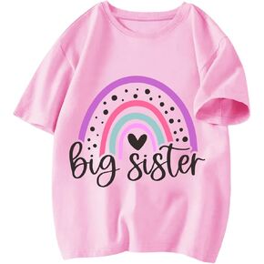 Big Sister Shirt Toddler Girls T-Shirt Promoted to Big Sister Clothes Outfit Announcement Tees Little Kids Top 2-7T in Kuwait
