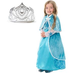 Little Adventures Ice Princess Dress up Costume Set with Cloak and Soft Crown - Machine Washable Girls Child Pretend Play (Size Large Age 5-7)