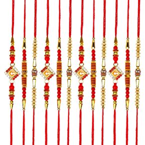 مجموعة من 12 Rakhi للأخ Hai Bhaiya Bhatija Bhabhi Raksha Bandhan Gift Rakhi Thread with Getting Card Gift Pack