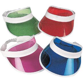 متعة Express Express Bulk Visor -Visor - أقنعة الحفلات الشفافة الملونة للأحداث الخارجية لحفلات الصيف أزياء ممتعة - مثالية للحفلات والأنشطة الجماعية للمهرجانات - 12 قطعة
