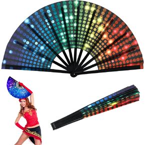 Large Folding Hand Rave Fan, UV Glow Clacking Popping Fan for Line Dancing, EDM Festivals Performances Chinese/Japanese Style Dance with Loud Clack Sound for Boots On The Ground(Butterfly)
