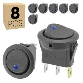 8pcs مفتاح تبديل Rocker مع ضوء النقطة ، ON/OFF SPST 3PIN 3PIN DUTICH 20A 12V DC مفاتيح قارب مضاءة مضيئة للقارب البحري للسيارات التلقائية ، KCD2B-101 ، متعدد الألوان ، متعدد الألوان