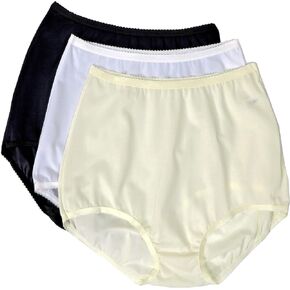 Shadowline Women's Panty Brief Underwear Seamless Nylon Silky Smooth 3-Pak
