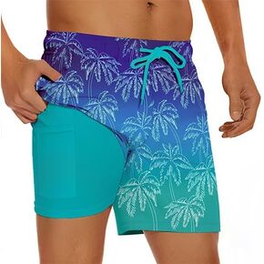 Mens Swim Trunks 5.5" Inch Quick Dry Compression Liner UV Protection Beach Sports Shorts with Pocket