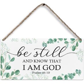 huester Be Still And Know That I Am God Wood Plaque Sign, Christian Wall Decor, Christian Home Wall Decor, Sage Green Decor, Bible Verse Decor Wall Hanging Decor,12x6 inches 648