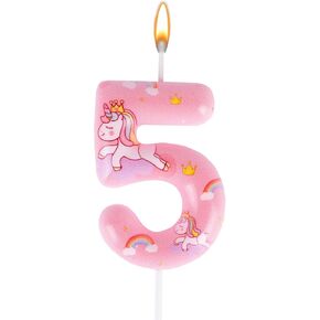 Unicorn Number 4 Candle,Birthday Candles,Numeral Cake Topper Pink Cute Birthday Decorations for Girls Party Supplies,Anniversary,Theme Party Favors