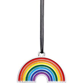 Rainbow Car Charm, Metal Chrome Shinning Hanging Ornaments for Car Rear View Mirror, Car Pendant Decoration, Never Fade in The Sun