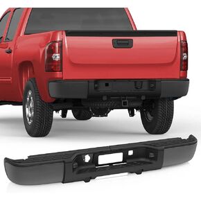 MOSTPLUS Black Rear Steel Step Bumper Assembly Compatible with 2007-2013 Chevy Silverado/GMC Sierra 1500 no Parking Sensor Holes
