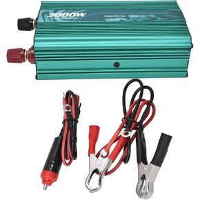 Viagasafamido Pure Sine Helperter 3000W محول الطاقة العاكس DC إلى محول AC 8 حماية ذكية 12V إلى 110 فولت سبيكة الألومنيوم لمطبوعات تحريض الثلاجة الأخضر