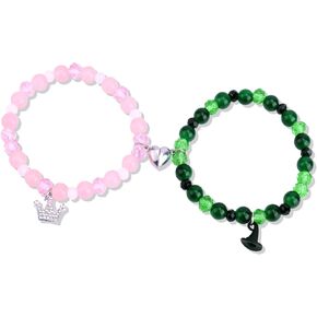 2pcs Friendship Matching Bracelets, Rhinestone Crown Witch Hat Music BFF Bracelets Jewelry for Valentine Christmas Best Friends Couples Movie Decoration