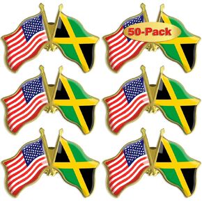 6/12/50/100 Pack-American Jamaica Jamaican Friendship Flag Pins Bulk -1.5"