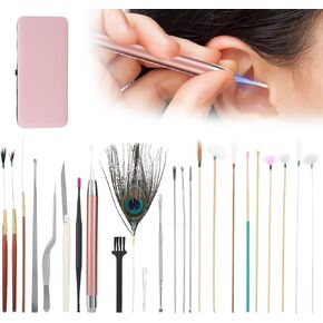 أداة إزالة شمع الأذن ، 23PSC SPOS Pick Sets Double End Scoop Spoon Care Care Supplies for Woman Man Aywax Removal Tools Tools (23 قطعة من مجموعة بيع الأذن من مسحوق الكرز)