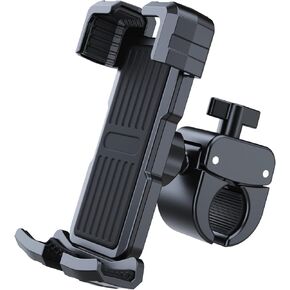 Motorcycle Phone Mount, Black, Compatible with iPhone and Samsung Galaxy, Easy Mounting System