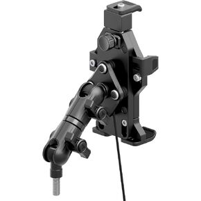 Tackform Aluminum Black Motorcycle Riser Bolt Adventure Phone Mount - Vibration Dampening and Wireless Charging | 3.5" DuraLock Arm | Billet CNC Aluminum | 20mm Ball with Through Hole and M8 Hardware