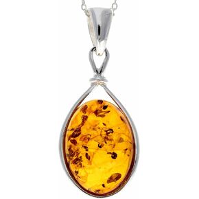 Genuine Baltic Amber & Sterling Silver Classic Pendant without Chain - 1803