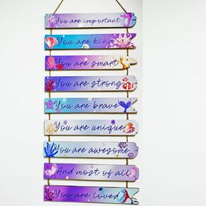 JARBEIYYE Inspirational Aesthetic Art Wall Hanging - Ocean Creatures Mental Health Reminder Wall Decor, Wooden Hanging Wall Art, Counseling Room Decor, Positive Psychology Affirmations, Suitable for Home, Nursery, and Student Classrooms