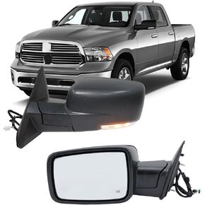 Passenger Side Mirror Compatible with 2013-2018 Dodge Ram 1500 2500 3500 Mirrors with Heated Puddle Lamp Tuning LED Signal Power Fold (Chrome)