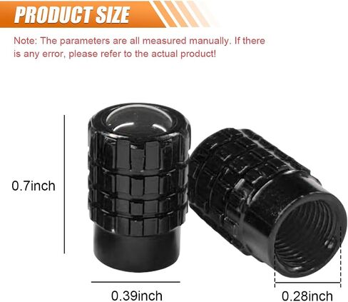 4PCS Car Tire Valve Stem Caps, Heavy Duty Leak-Proof Auto Tire Valve Caps with Rubber Seal, Aluminum Alloy Wheel Valve Stem Covers, Universal Car Accessories for Car Truck SUV Motorcycle Bike (Black) in Saudi Arabia