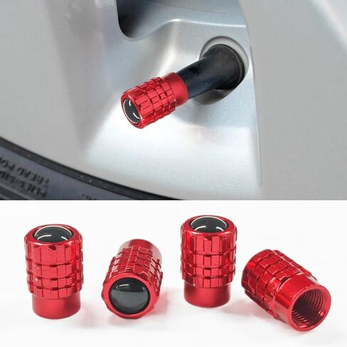 4PCS Car Tire Valve Stem Caps, Heavy Duty Leak-Proof Auto Tire Valve Caps with Rubber Seal, Aluminum Alloy Wheel Valve Stem Covers, Universal Car Accessories for Car Truck SUV Motorcycle Bike (Black) in Saudi Arabia