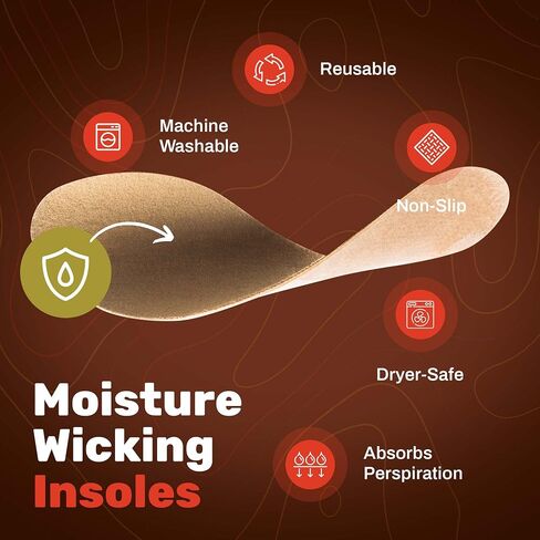 Wool Flat Shoe Insert for Sandals & Sockless Shoes, Comfortable Shoe Insoles with Sweat-Absorbent Natural Fiber & Non-Slip Silicone Grip, Wide-Cut Foot Soles for Men & Women, Brown, Size 44 - SoxsolS in Saudi Arabia