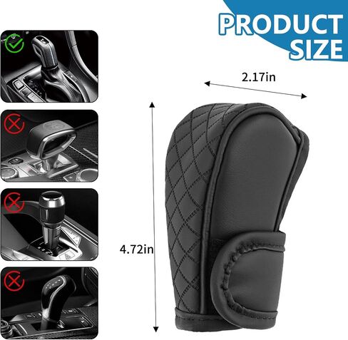Leather Car Shift Knob Cover, Anti-Slip Automotive Gear Shift Knob Cover, Anti-Scratch Stick Shift Cover Protector, Universal Gear Shift Dust Cover Car Decoration for SUV Truck (Black+Red) in Saudi Arabia