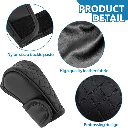 Leather Car Shift Knob Cover, Anti-Slip Automotive Gear Shift Knob Cover, Anti-Scratch Stick Shift Cover Protector, Universal Gear Shift Dust Cover Car Decoration for SUV Truck (Black+Red) in Saudi Arabia