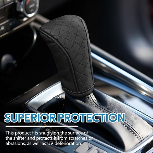 Leather Car Shift Knob Cover, Anti-Slip Automotive Gear Shift Knob Cover, Anti-Scratch Stick Shift Cover Protector, Universal Gear Shift Dust Cover Car Decoration for SUV Truck (Black+Red) in Saudi Arabia