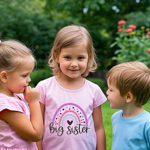 Big Sister Shirt Toddler Girls T-Shirt Promoted to Big Sister Clothes Outfit Announcement Tees Little Kids Top 2-7T in Kuwait